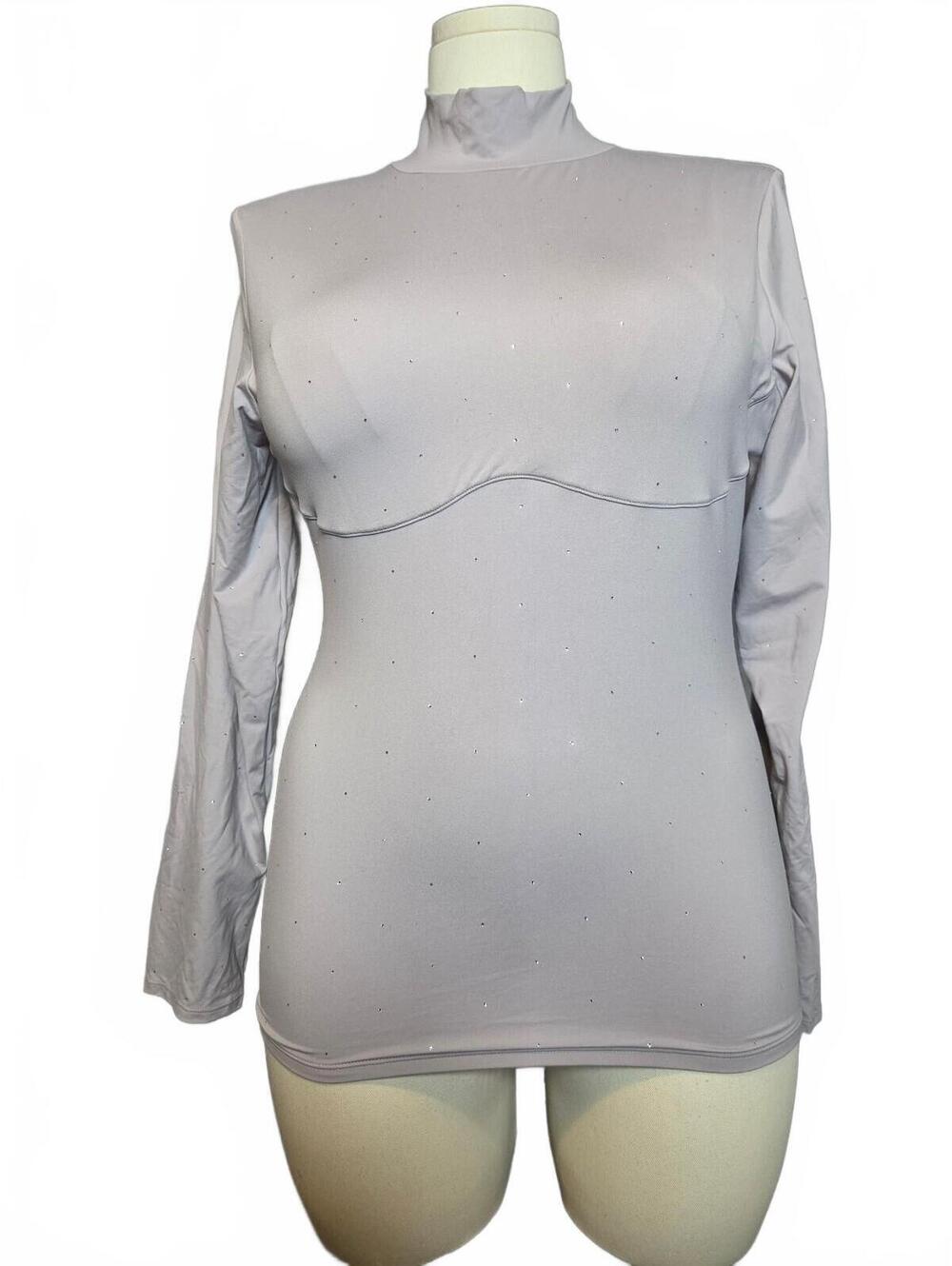 PINK Victoria’s Secret XXL Rhinestone Mock Neck Long Sleeve Fitted Top NWT
